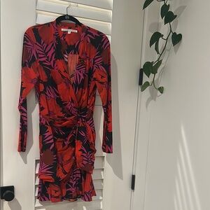 Veronica Beard Red and Blue Long Sleeve Bodycon Dress